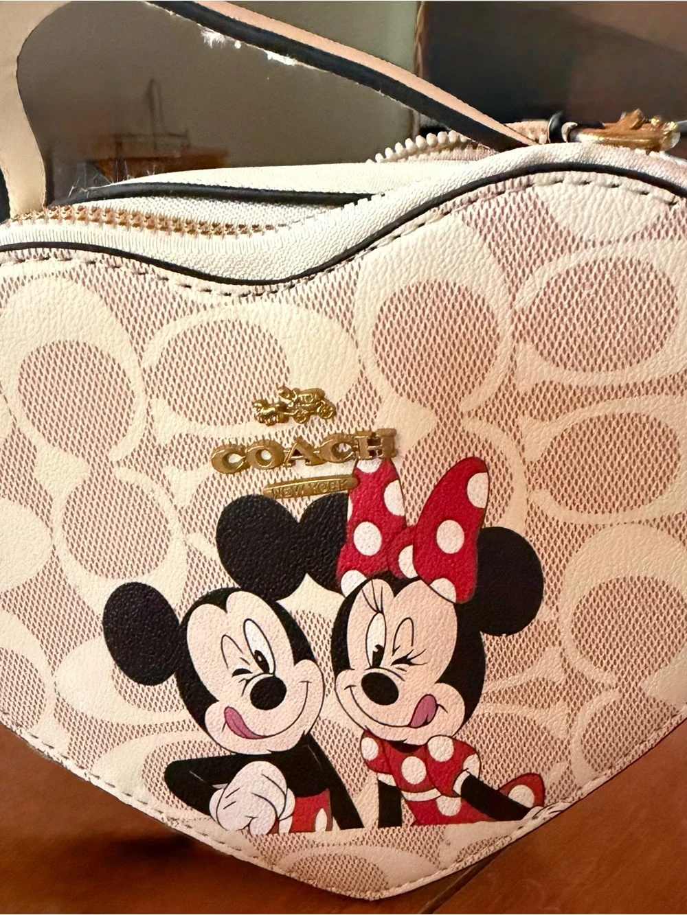 Coach Pink Heart Crossbody with Minnie & Mickey Print